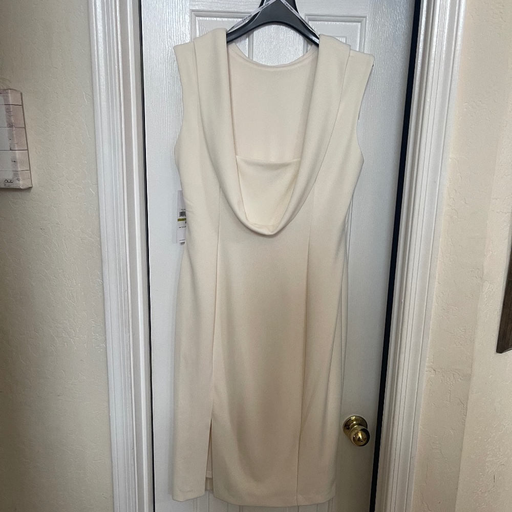 Calvin Klein Cream Sleeveless Cowl Neck Dress